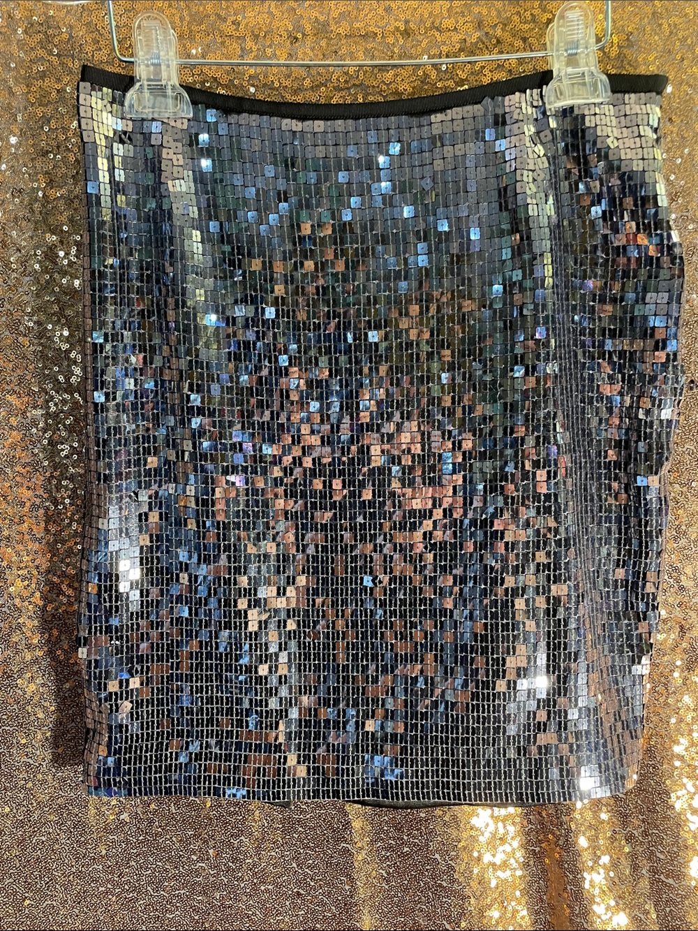 Ann Taylor Black Iridescent Sequin Midi Skirt